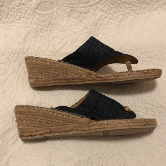 White Mountain size 9 denim espadrille wedge sandals. - Picture 1 of 10